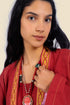 Applique embroidery coat in cotton slub